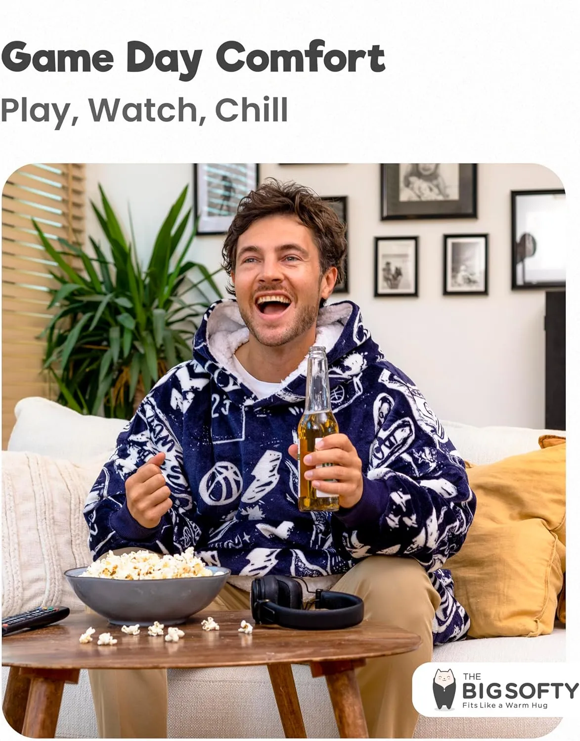 Sports Blanket Hoodie Men & Kids, Oversized Wearable Blanket Kids, Teens, Adults, Soccer & Basketball Hoodie Blanket for Boys