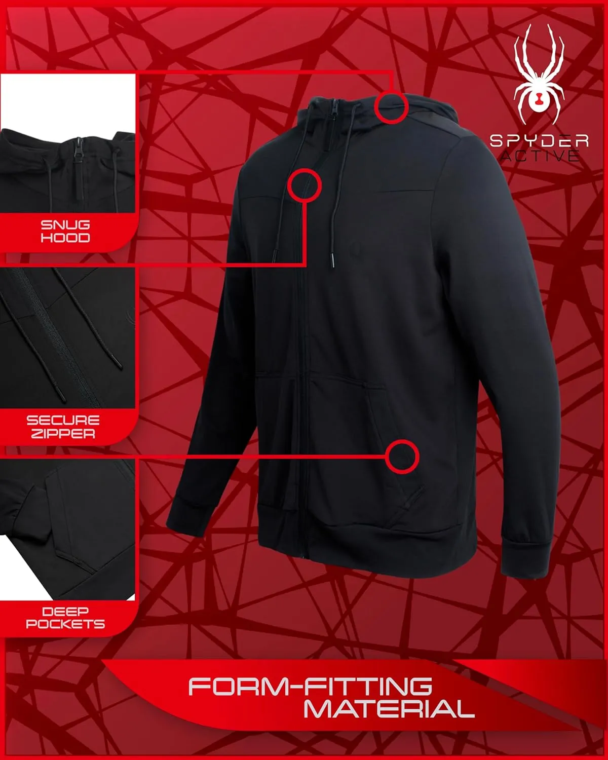 Spyder Men's Active Hoodie - Peached Super Plush Full Zip Up Hoodie Sweatshirt - Warm Outdoor Pullover Hoodies for Men (S-XL)
