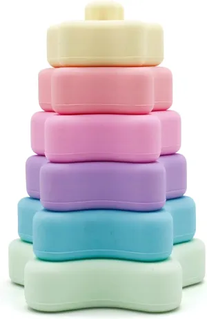 Stacking Toys, Teething Toys, Silicone Soft Building Blocks, Promote Developmental Skills, Early Education for Babies and Toddler 6months 