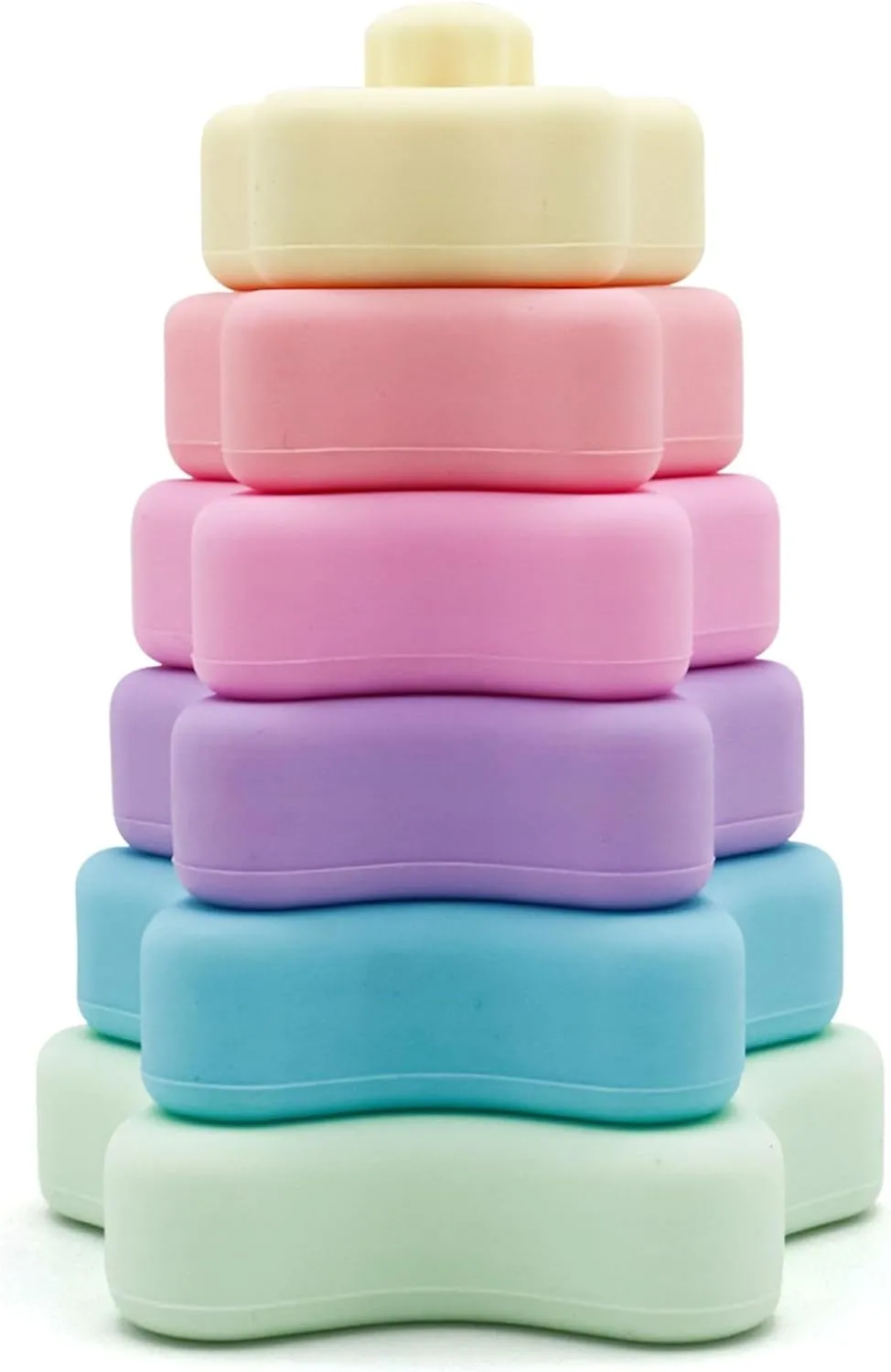 Stacking Toys, Teething Toys, Silicone Soft Building Blocks, Promote Developmental Skills, Early Education for Babies and Toddler 6months 