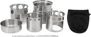 Stainless Steel Cookware Set Portable Camping Stove Cooking Pot Set for Outdoor Hiking Backpacking Camping Cookware Camping Essentials Camping Kitchen Essentials