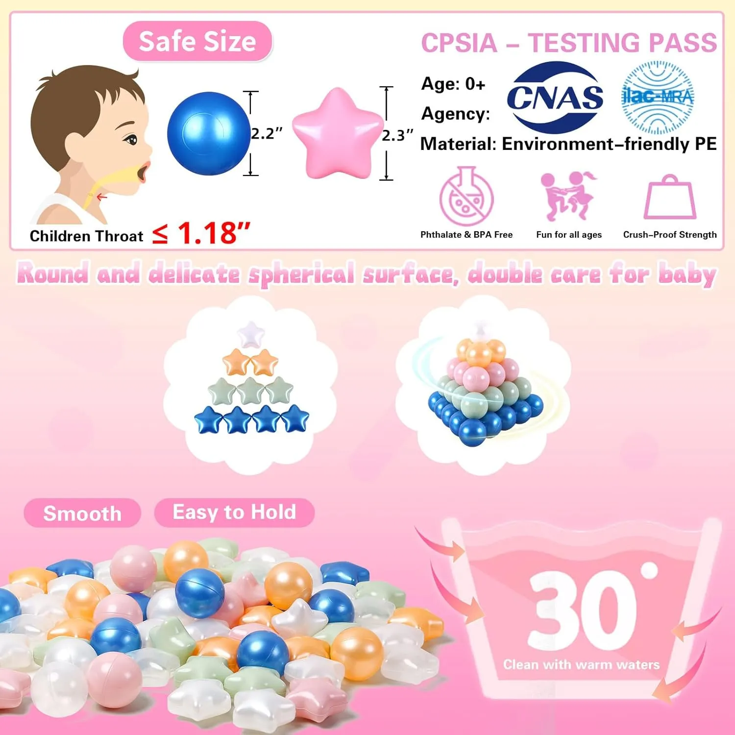 Star Ball Pit Balls for Toddlers Ball Pits, 50 100 200 500 1000 Ball Pit Ball Star Shapes for Kids, Boys Girls Bounce House, Play Tent, Baby Pool, Party Decoration.