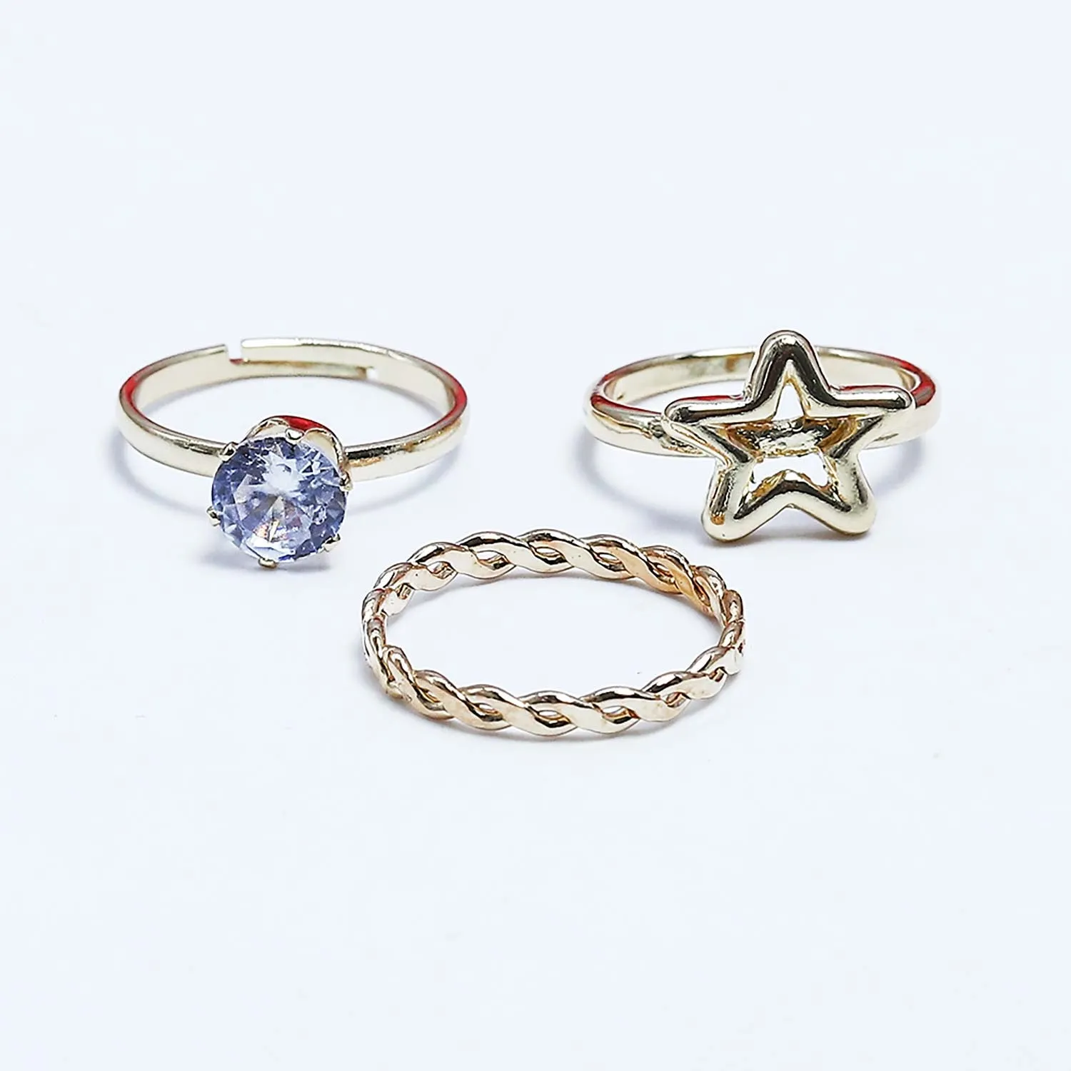 Star Earing Set Of Rings 3 Pcs (50108)  - Fluffy