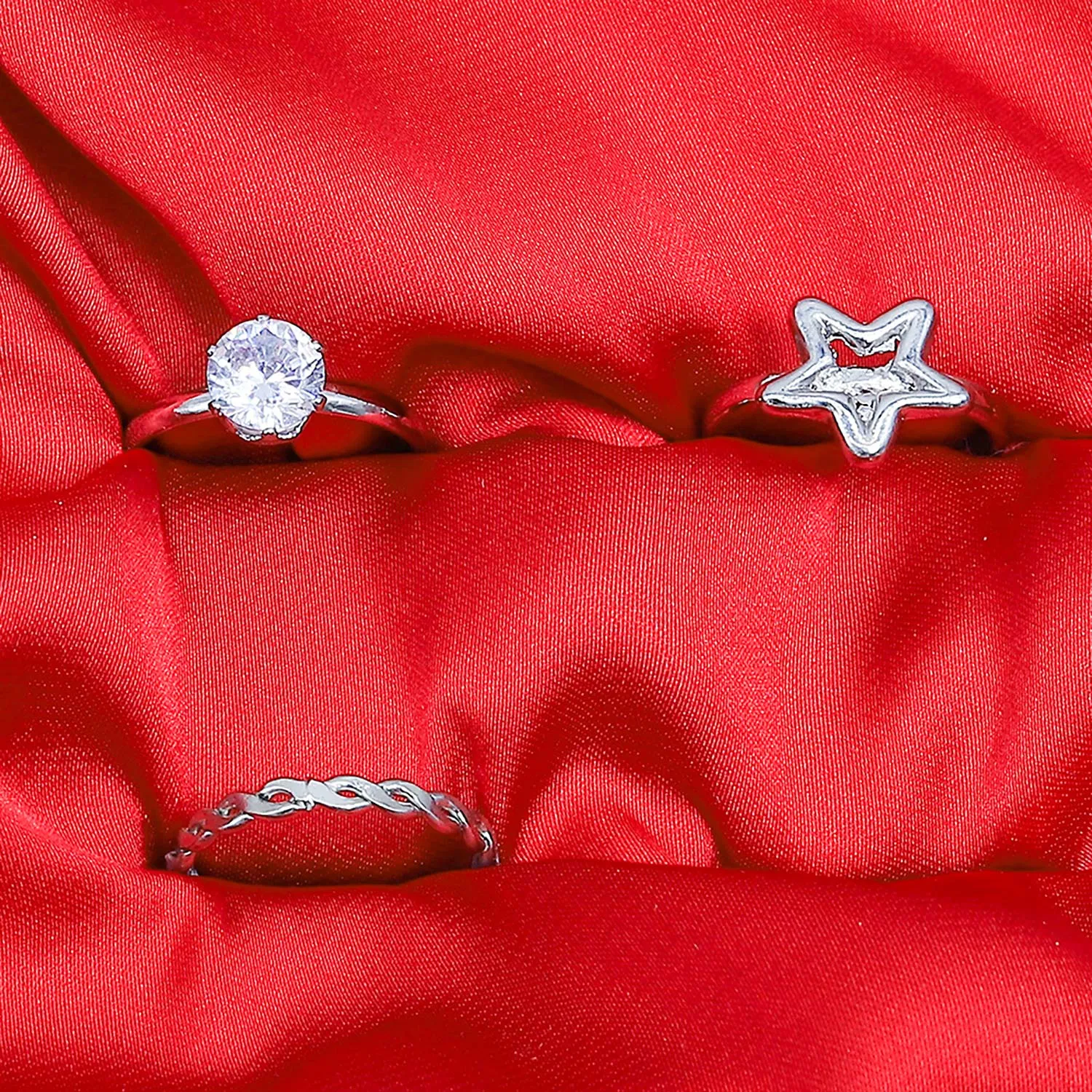 Star Earing Set Of Rings 3 Pcs (50108)  - Fluffy