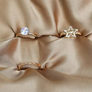 Star Earing Set Of Rings 3 Pcs (50108)  - Fluffy