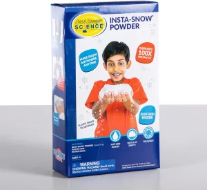 Steve Spangler Science Insta-Snow Powder Starter Kit, 2.6 oz Bag and Plastic Tank – Science Kits for Kids, Makes Realistic, Fluffy Snow in Seconds, Sensory Toys & STEM Activities for Classrooms/Home