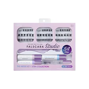 STUDIO Lash Extension Kit, 54 Stackable Lash Clusters, Medium Volume, 10mm-14mm, ‘Xtra’, False Eyelashes, InfuseBond, Water-Resistant Seal, BondBoost, Hydro Cleanser, Applicator