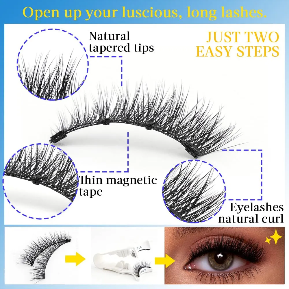 SULV Magnetic Fake Eyelashes 1 Pairs/2 Pairs/5Pairs Set To Choose, Natural Looking Magnetic Lashes Kit, Best 8D Look, Reusable Fake Eye Lash (LZ-13-5 Pairs Pack)