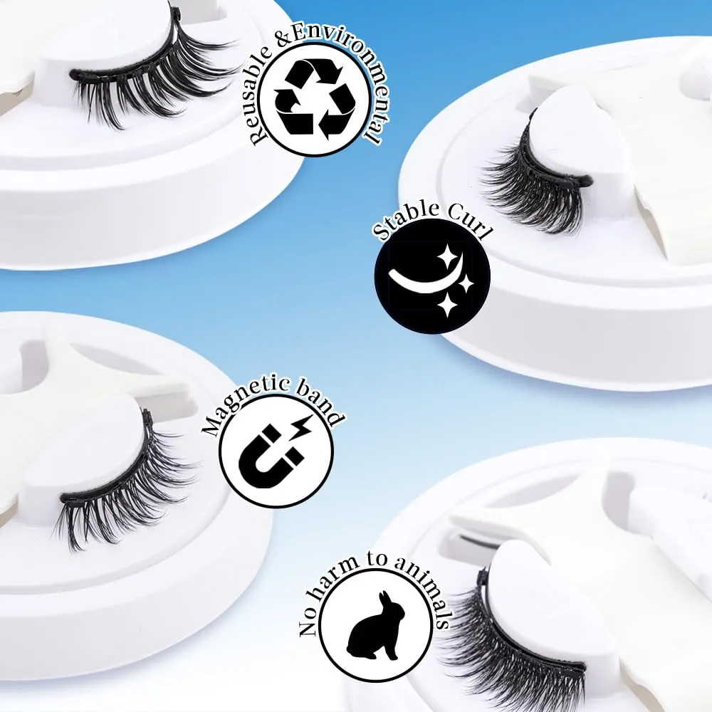 SULV Magnetic Fake Eyelashes 1 Pairs/2 Pairs/5Pairs Set To Choose, Natural Looking Magnetic Lashes Kit, Best 8D Look, Reusable Fake Eye Lash (LZ-13-5 Pairs Pack)