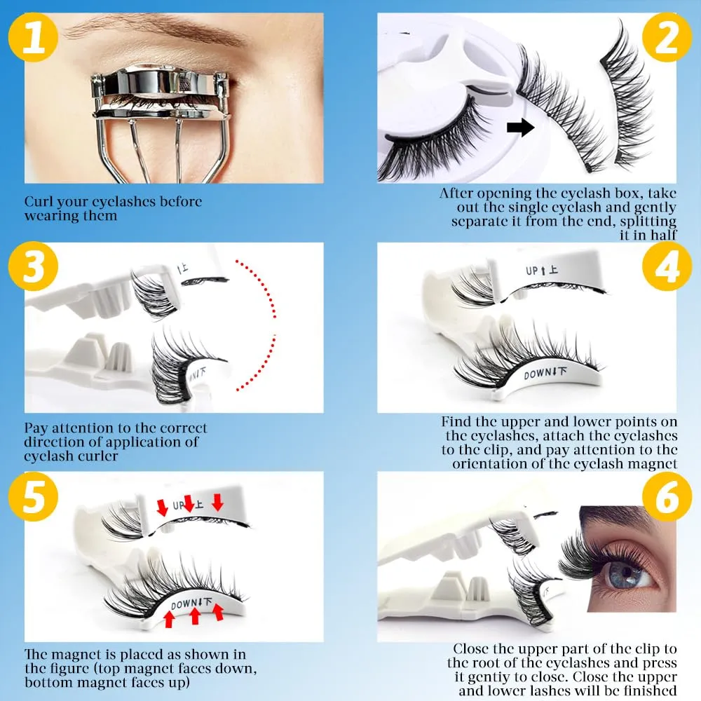 SULV Magnetic Fake Eyelashes 1 Pairs/2 Pairs/5Pairs Set To Choose, Natural Looking Magnetic Lashes Kit, Best 8D Look, Reusable Fake Eye Lash (LZ-13-5 Pairs Pack)