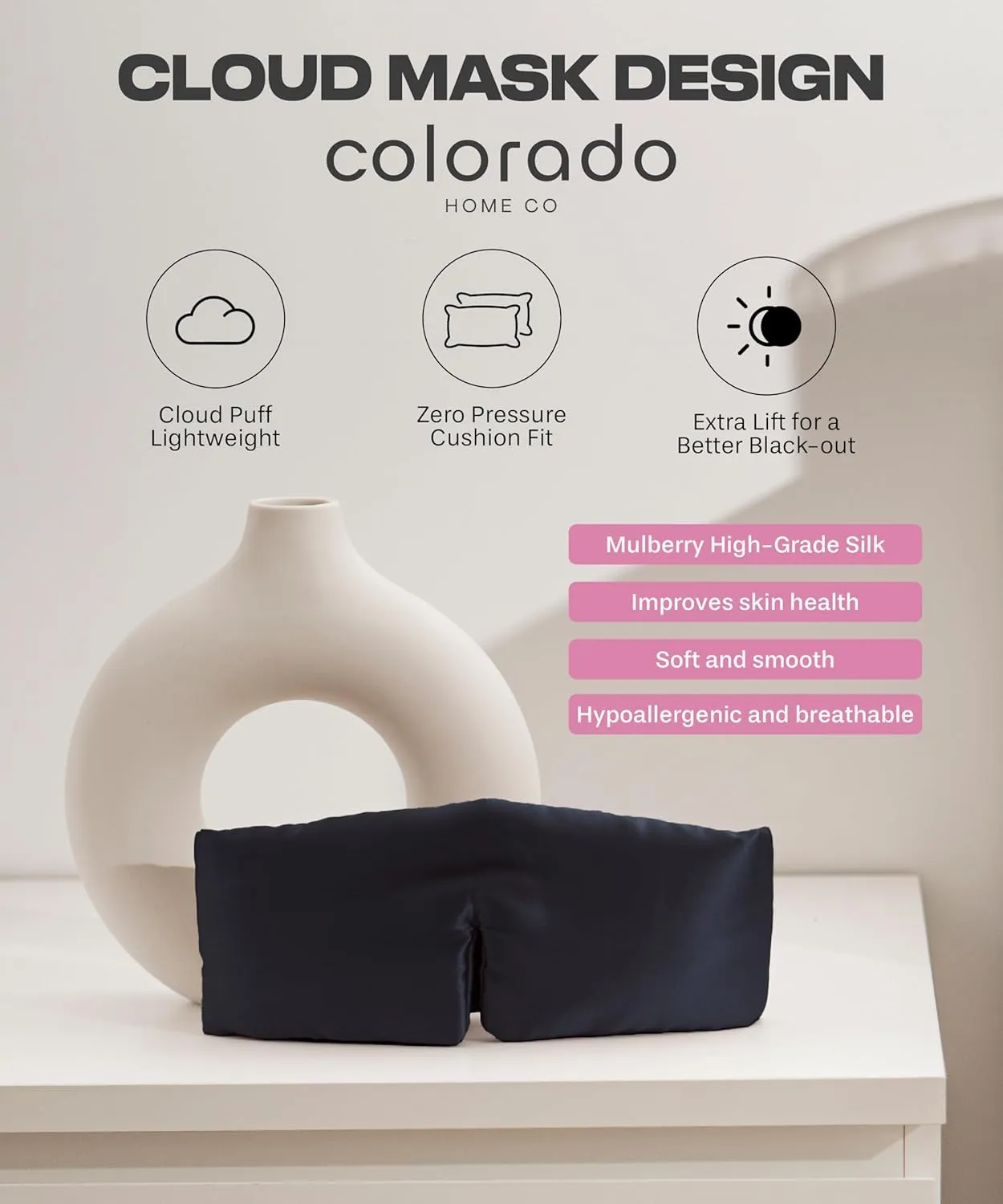 SUNDAYSILKS™ | Adjustable Silk Sleep Mask for Side Sleeper | Cloud-Like Comfort, Weighted for Deep Sleep | Soft Sleep Face Mask for Women & Men, Full Blackout, Cooling Silk Eye Mask for Sleeping