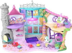 Sunny Days Entertainment Honey Bee Acres Rainbow Ridge Sunburst Art Studio – 50 Furniture Accessories with Exclusive Unicorn Figure | Light Up Dollhouse Playset | Pink Pretend Play Toys for Kids