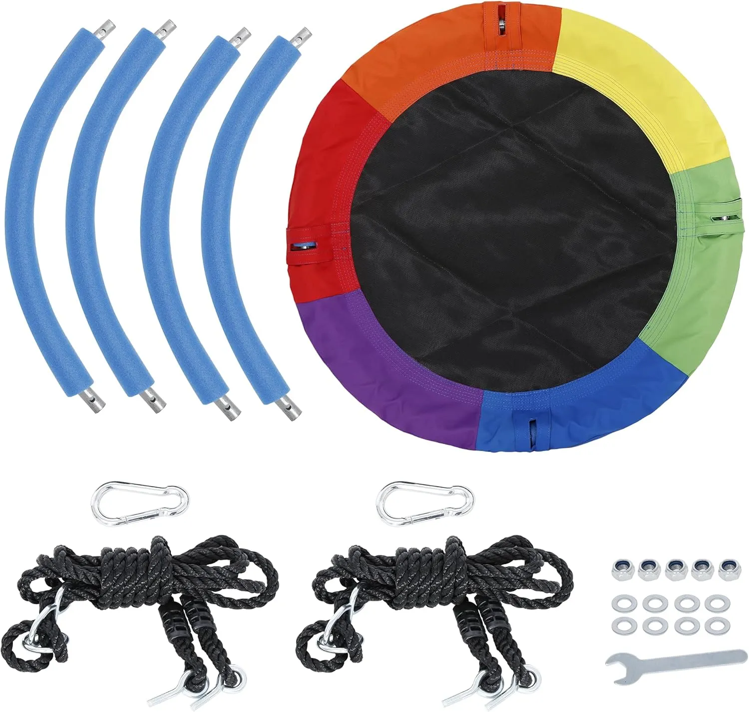 SUPER DEAL 40 Inch Saucer Tree Swing Set for Kids, 800lbs Rainbow Flying Swing Seat with Adjustable Hanging Ropes, Waterproof Textliene Fabric and Steel Frame for Outdoor Playground Backyard