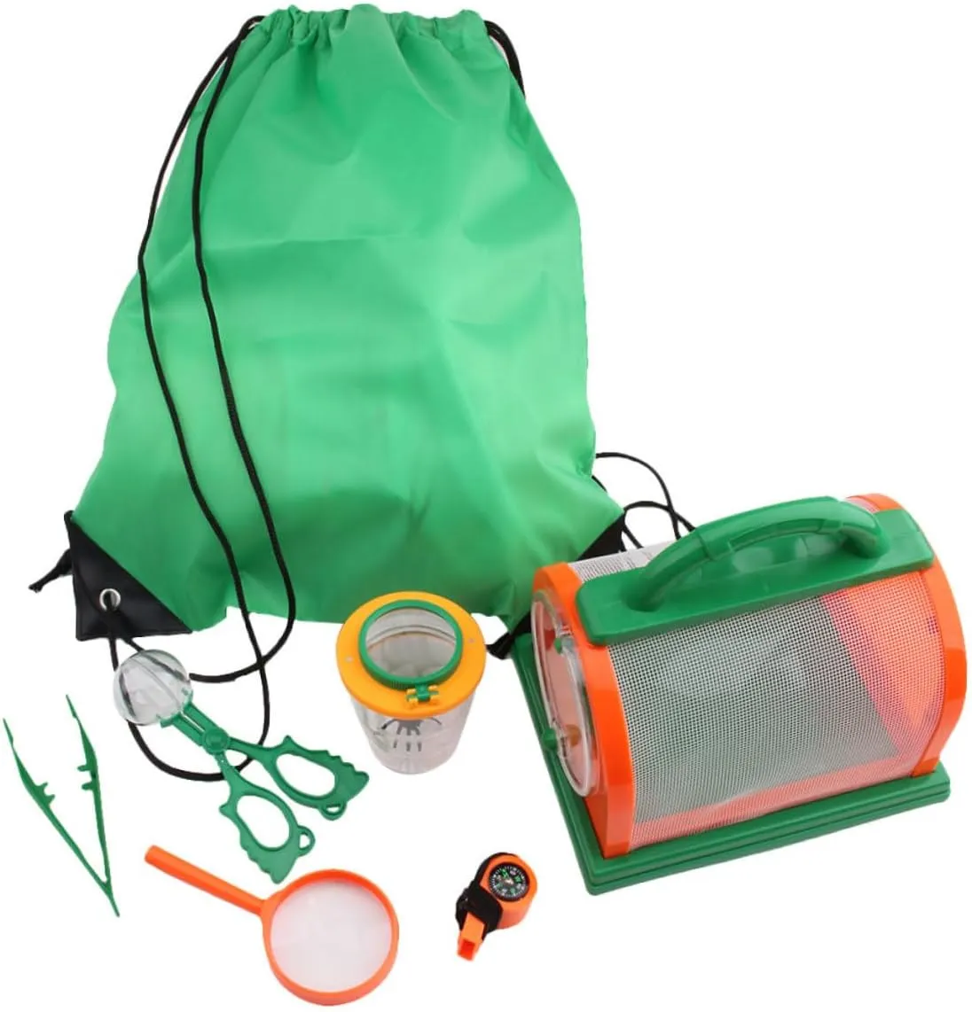 SUPVOX 7pcs Outdoor Insect Observation Kit for Portable Magnifying Lens Telescope Tools for Nature Hiking and Camping Trips Lightweight and Design Green