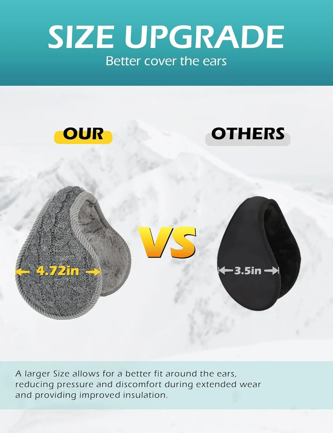 Surblue Unisex Warm Knit Earmuffs Ladies Cashmere Winter Pure Color Outdoor Fur Earwarmer, Adjustable Wrap