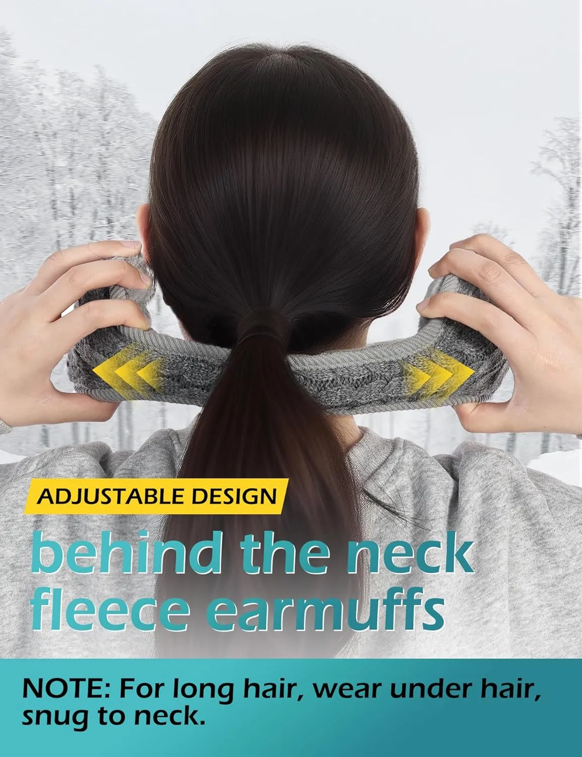 Surblue Unisex Warm Knit Earmuffs Ladies Cashmere Winter Pure Color Outdoor Fur Earwarmer, Adjustable Wrap