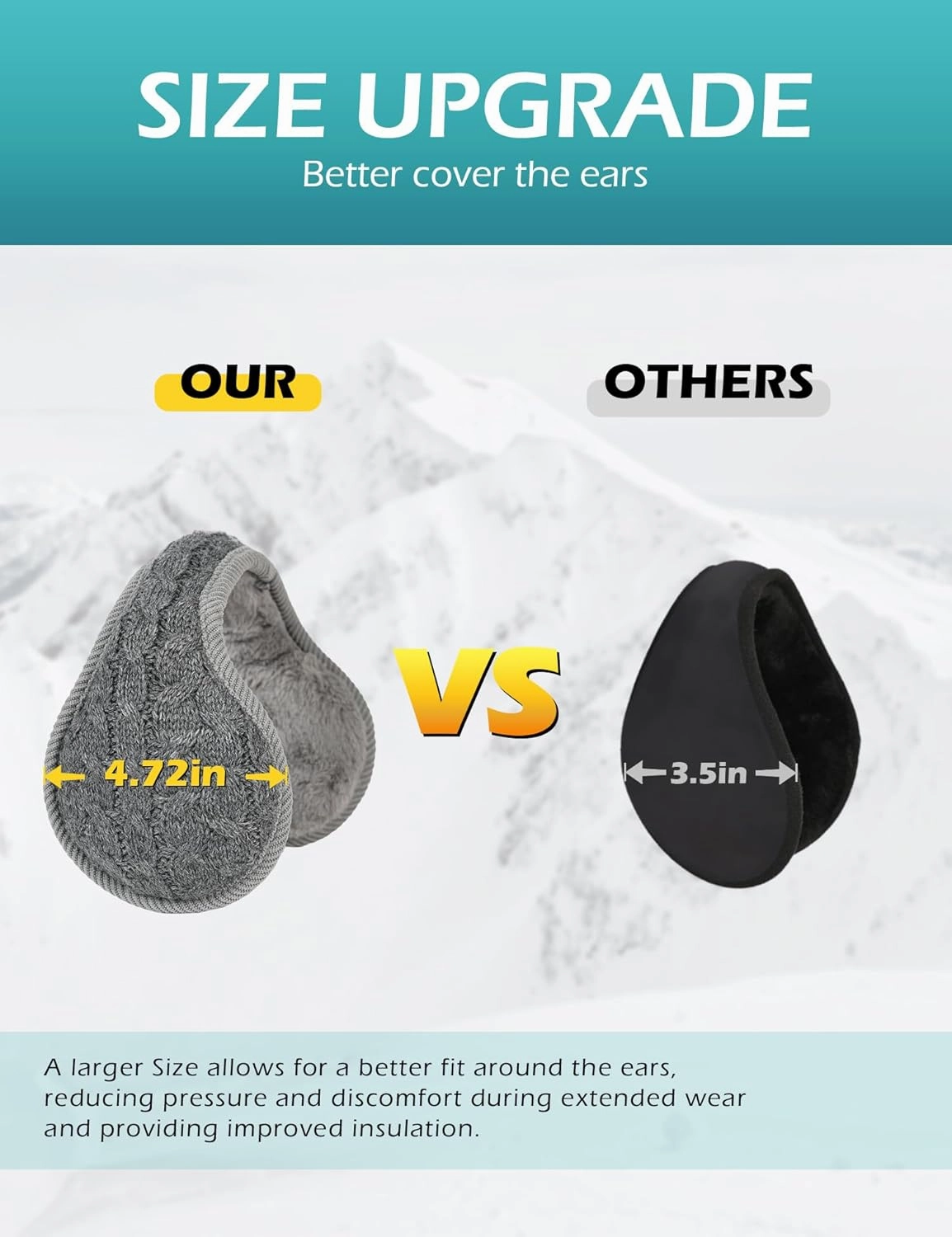 Surblue Unisex Warm Knit Earmuffs Ladies Cashmere Winter Pure Color Outdoor Fur Earwarmer, Adjustable Wrap