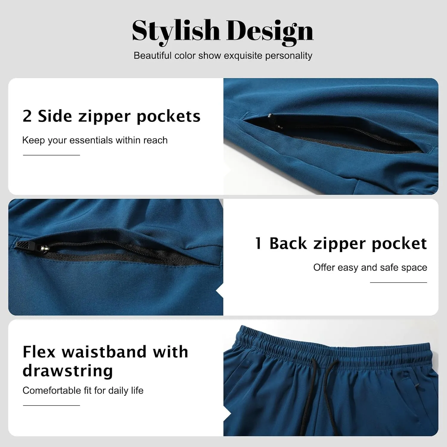 Suwangi Men’s Athletic Gym Shorts Workout Casual Running Shorts for Men Lightweight Quick-Dry Sweat Short with Zipper Pocket