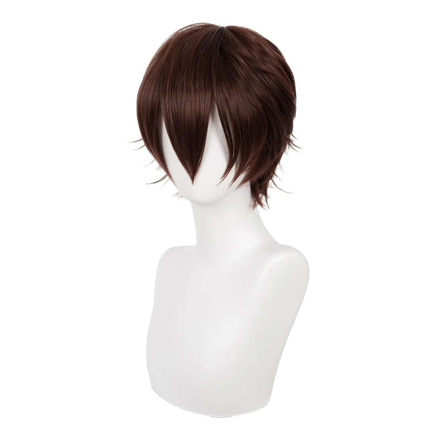 Swiking Mens Short Brown Wigs Women Fluffy Curly Hair Anime Cosplay Party Daily Costume Pixie Women Wig Unisex Full Wig(Brown)