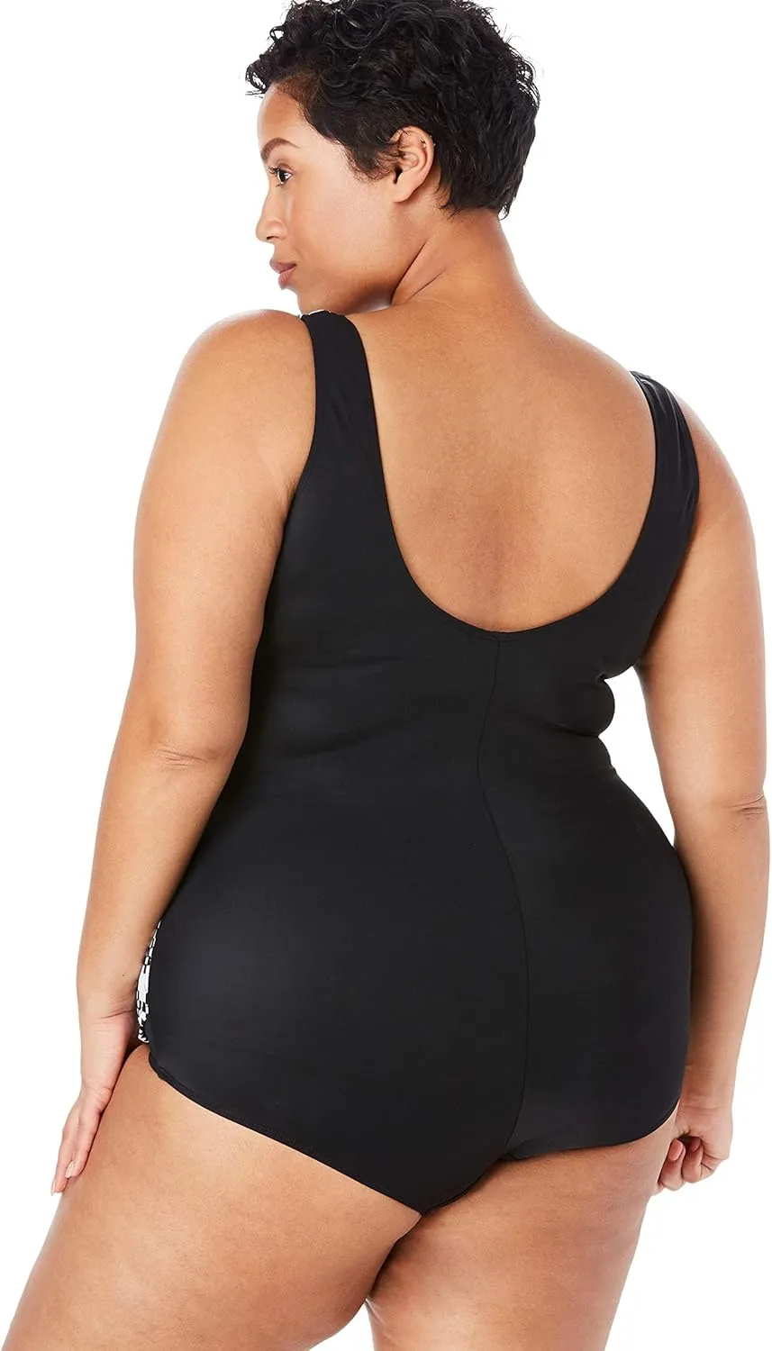 Swimsuits For All Women's Plus Size Sarong Front One Piece Swimsuit