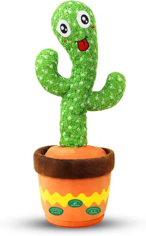 Talking and Dancing Cactus Toy, Mimics Sounds, Plays English Nursery Songs, USB Rechargeable, Soft Plush, LED Lights, Interactive Baby Gift for Boys and Girls