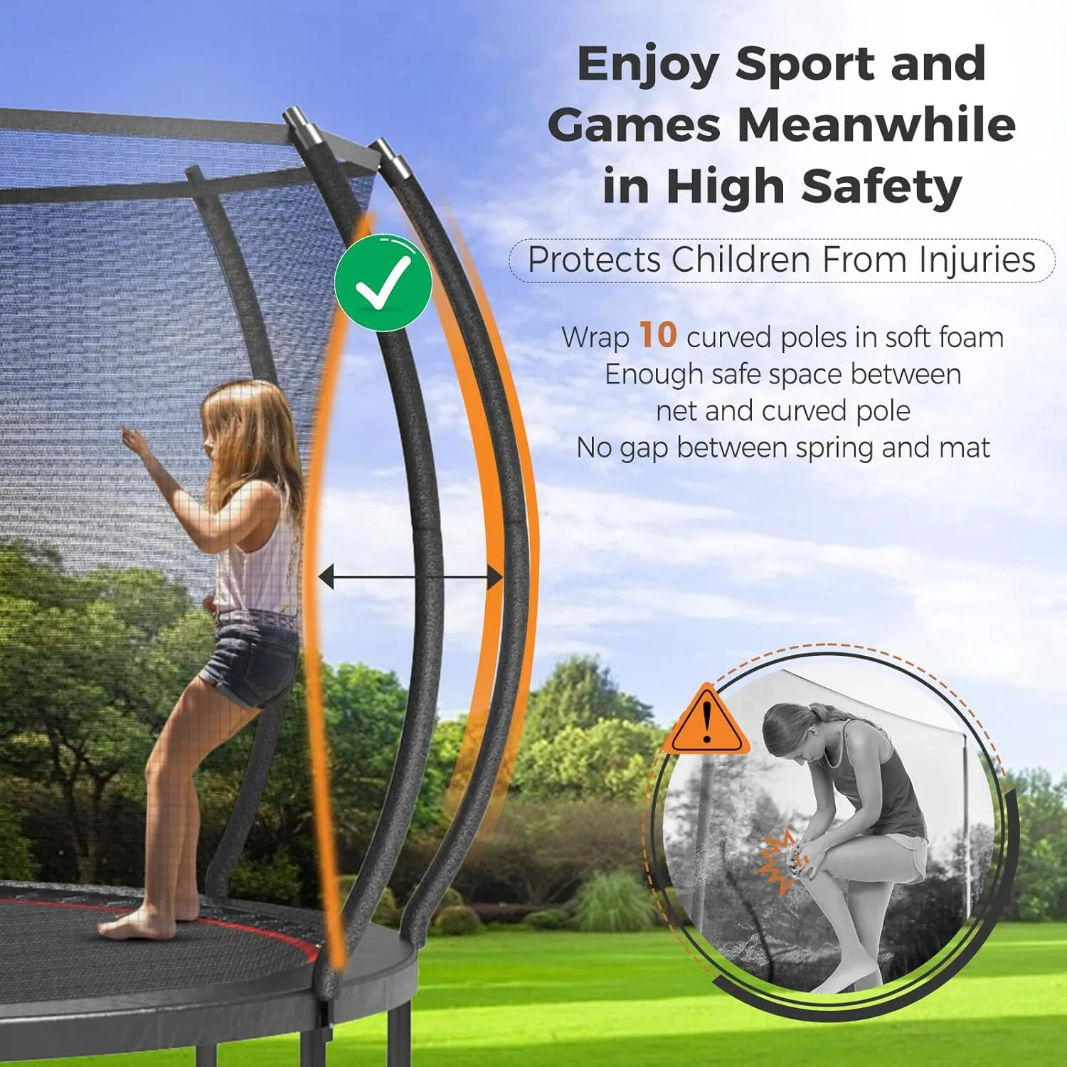 Tatub 10 12 14 15 16FT Outdoor Trampoline with Lights for Kids and Adults, Outdoor Recreational Trampolines with Sprinkler & Stakes, Basketball Hoop & Enclosure Net