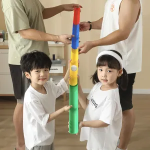 Team Building Activities Pipeline Kit Group Games, Outdoor Party Group Games for Kids & Adults, Cooperative Team Race for Birthday Parties - Set of 12-10 Colorful Half-Pipes and 2 Golf Balls.