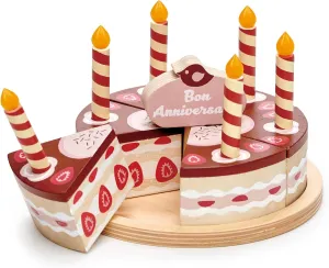 Tender Leaf Toys - Chocolate Birthday Cake - Pretend Play Food Toy with Candles and Plate, Birthday Party Decoration or Gift for Kids - Develops Social Skills and Imaginative Play for Kids - Age 3 