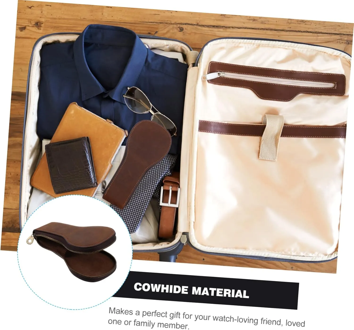 TENDYCOCO 2 Pcs Watch Bag Clippers Watch Storage Case Watch Carrying Case Single Watch Case Watch Bracelet Storage Bag Watches Watch Display Case Storage Bags Transparent Kit Cowhide Coffee