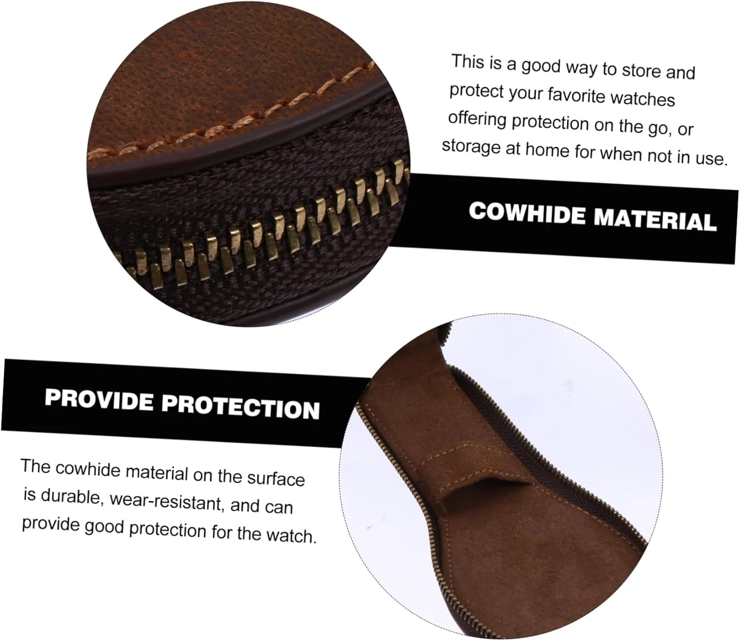 TENDYCOCO 2 Pcs Watch Bag Clippers Watch Storage Case Watch Carrying Case Single Watch Case Watch Bracelet Storage Bag Watches Watch Display Case Storage Bags Transparent Kit Cowhide Coffee