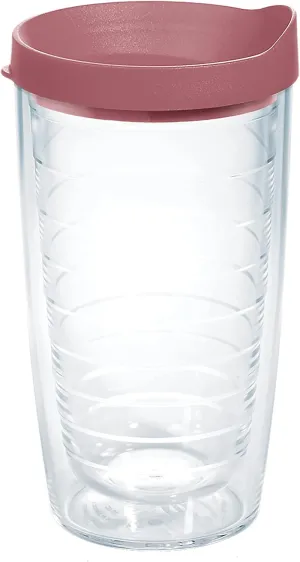 Tervis Clear & Colorful Lidded Made in USA Double Walled Insulated Tumbler Travel Cup Keeps Drinks Cold & Hot, 16oz, Elderberry Wild Lid