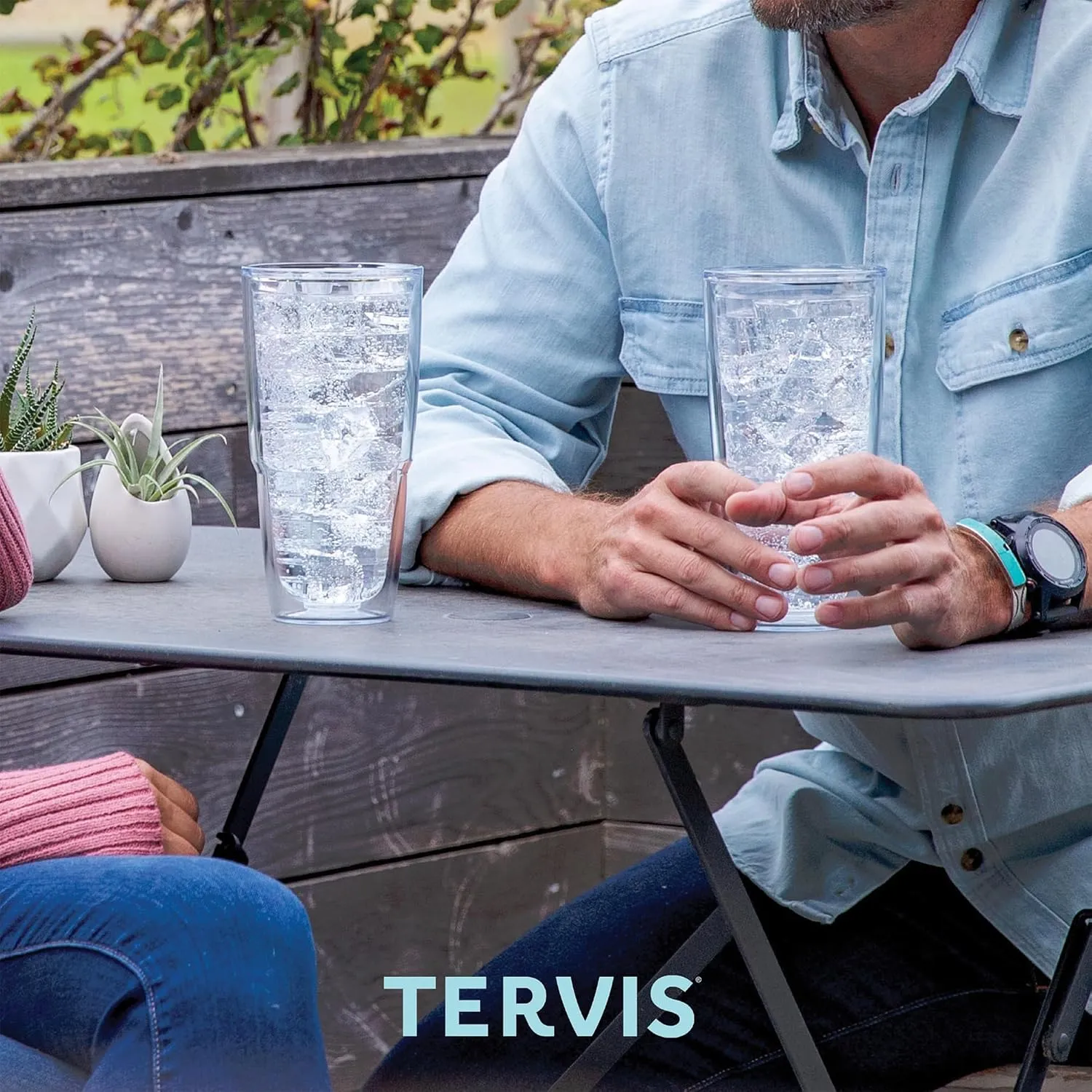Tervis Clear & Colorful Lidded Made in USA Double Walled Insulated Tumbler Travel Cup Keeps Drinks Cold & Hot, 24oz 2pk, Blue Lid