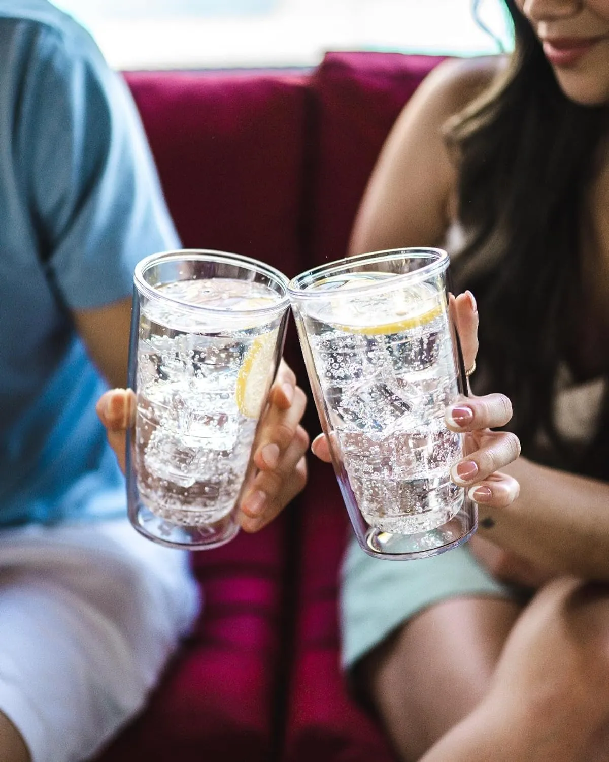 Tervis Clear & Colorful Tabletop Made in USA Double Walled Insulated Tumbler Travel Cup Keeps Drinks Cold & Hot, 16oz - 4pk, Elderberry Wild