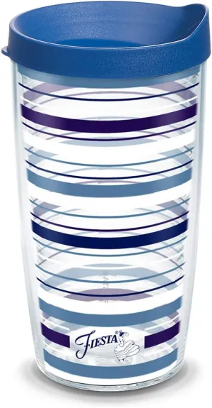 Tervis Made in USA Double Walled Fiesta Insulated Tumbler Cup Keeps Drinks Cold & Hot, 16oz, Lapis Stripes
