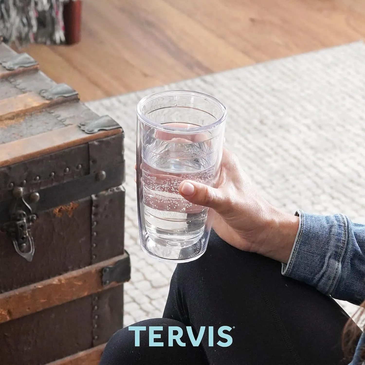 Tervis Made in USA Double Walled Fiesta Insulated Tumbler Cup Keeps Drinks Cold & Hot, 16oz, Lapis Stripes