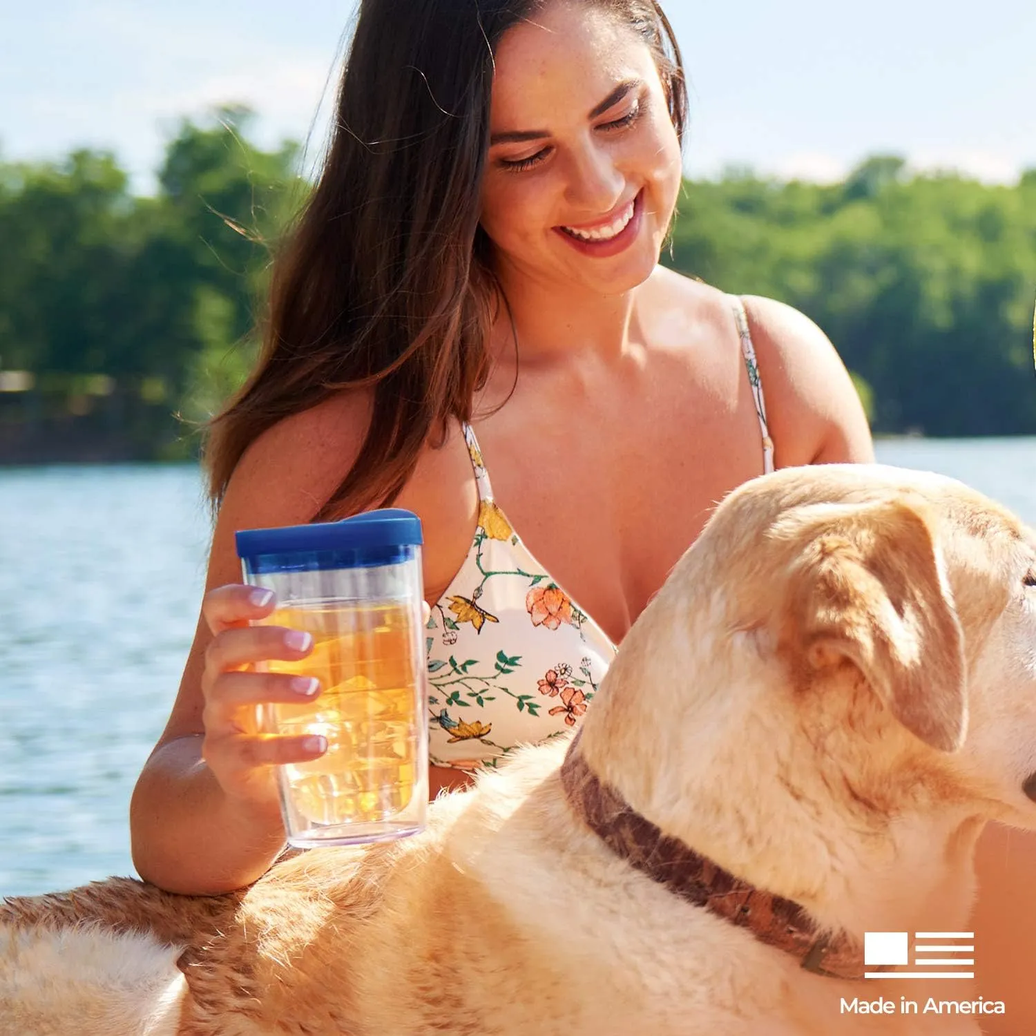 Tervis Made in USA Double Walled Fiesta Insulated Tumbler Cup Keeps Drinks Cold & Hot, 16oz, Lapis Stripes