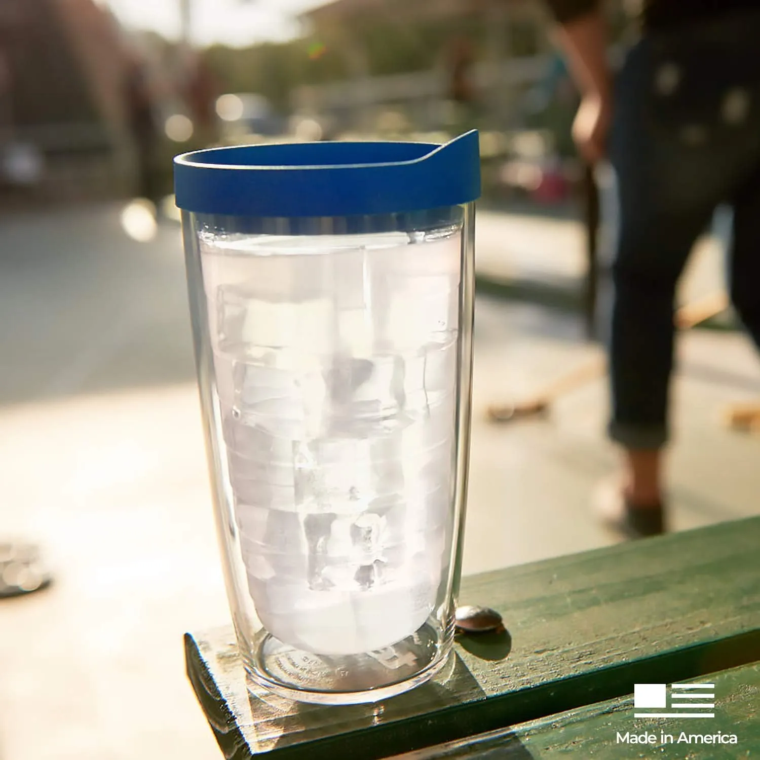 Tervis Made in USA Double Walled Fiesta Insulated Tumbler Cup Keeps Drinks Cold & Hot, 16oz, Lapis Stripes