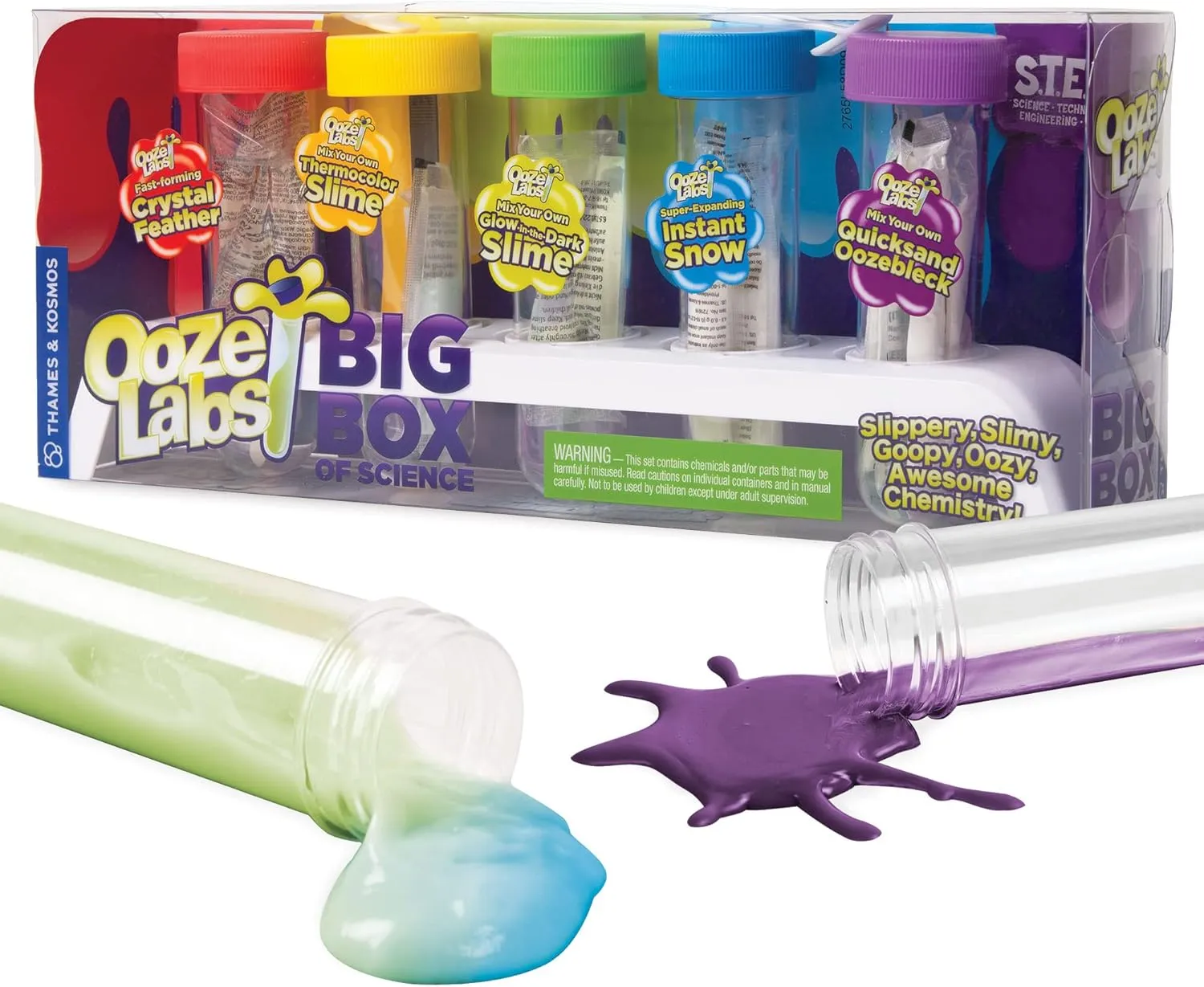 Thames & Kosmos Ooze Labs: Big Box of Science | 5 Fun, Simple, Safe STEM Experiments | DIY Slimes, Crystal Feather, Instant Snow, Oobleck | Great Party Favors, Easter Basket Goodie, Stocking Stuffers