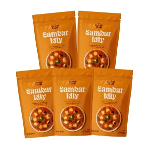 The Cumin Club Sambar Idly - Ready To Eat Indian Vegetarian Delight - Unleash Flavor and Health Effortlessly - Comfort Taste in Every Bite - Pack of 5