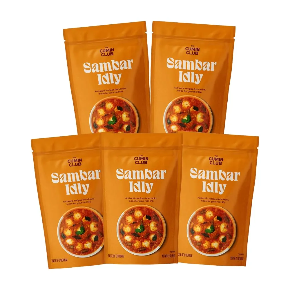 The Cumin Club Sambar Idly - Ready To Eat Indian Vegetarian Delight - Unleash Flavor and Health Effortlessly - Comfort Taste in Every Bite - Pack of 5