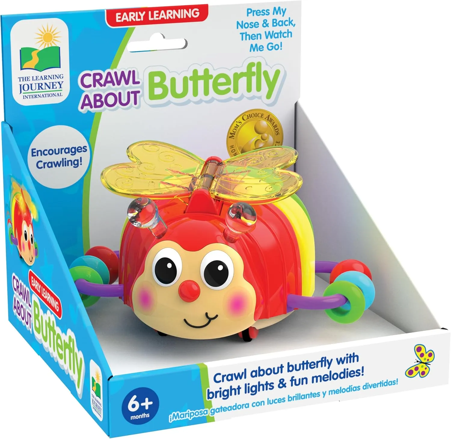 The Learning Journey Early Learning – Crawl About Butterfly Musical Crawling Aid – Baby Toys & Gifts for Boys & Girls Ages 6  Months, Multi
