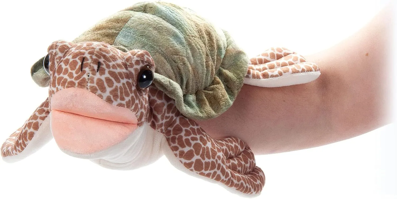 The Petting Zoo Sea Turtle Hand Puppet Stuffed Animal Plushie, Gifts for Kids, Puppetz Animals, Sea Turtle Interactive Puppets Plush Toy 19 Inches