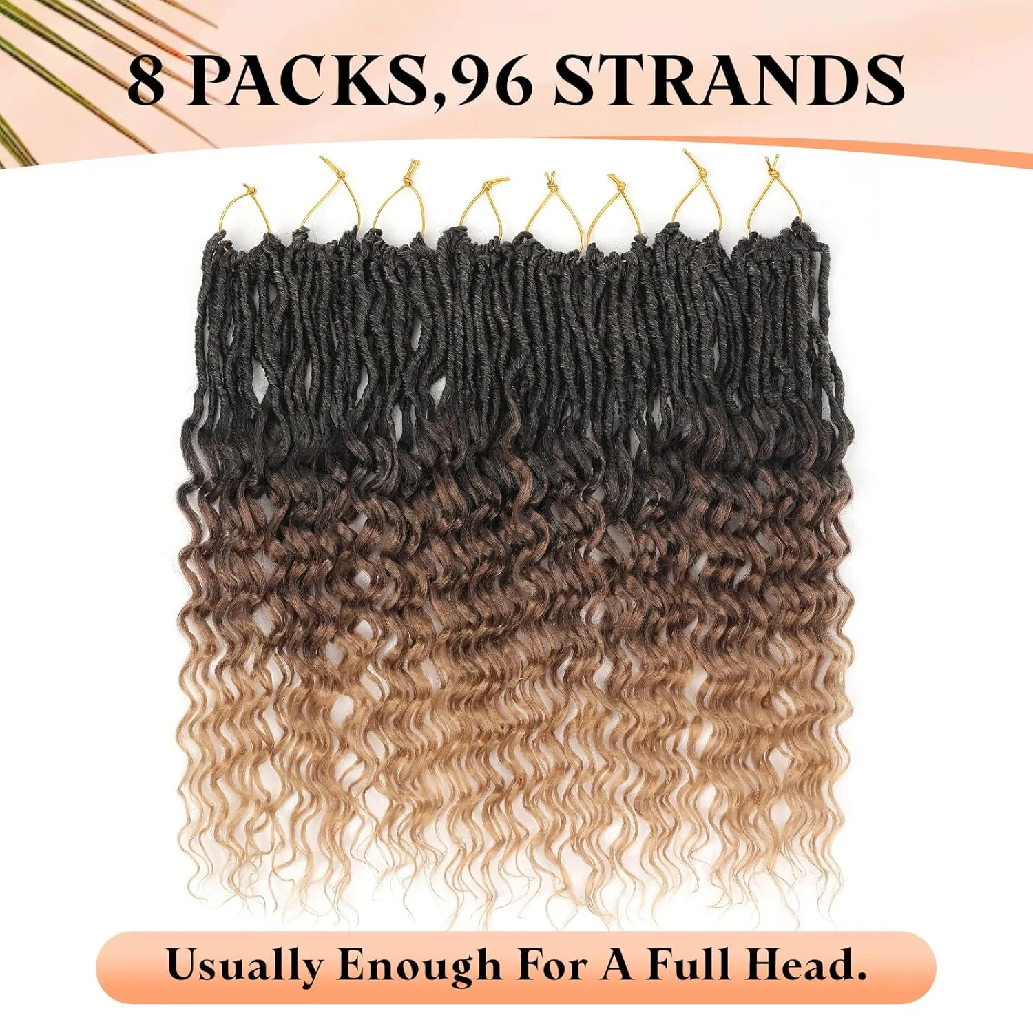 Three Tone Pre-Looped Goddess Locs Crochet Hair for Black Women- 8 Packs 18 Inch Faux Locs Crochet Hair With Deep Wave Curly Ends |Prelooped Synthetic Crochet Braids|Lightweight(18",T1B/30/27#)