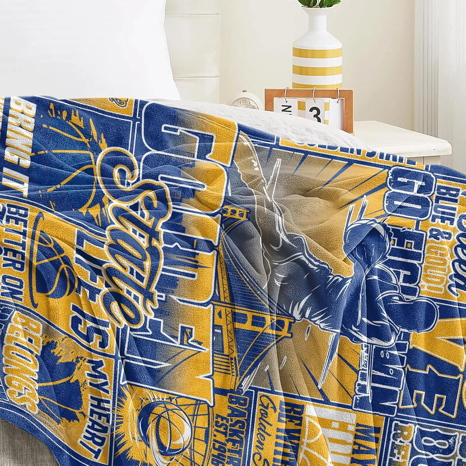 Throw Blanket for Couch, Cooling Blankets for Hot Sleepers, Golden State Basketball Gifts for Men and Women, 60x50 Inches, Merch Kids Boys
