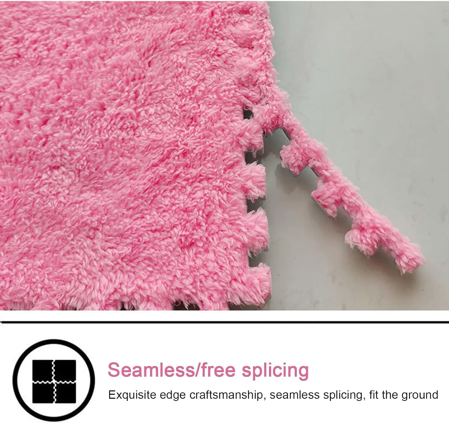 Tiles Plush Foam Floor Mats Set - Soft, Fluffy 10 Sq.Ft Area Rug - 10 Pieces, 12x12 inch Puzzle Playmat with Border