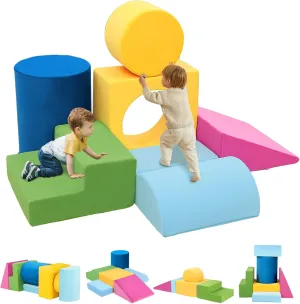 Toddler Climbing Toys Indoor, 7-Piece Colourful Foam Climbing Blocks, Soft Play Climbing for Toddlers, Modular Crawling & Sliding Play Set for Toddlers 1-3 Years Old