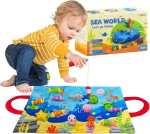 Toddler Toys Montessori Toys for 1 Year Old Boy Girl 15PCS Cloth Fishing Game Sensory Toy Stacking Carpet Color Shape Learning Resources Educational Toys for Babies 6-12 Months Birthday Gifts