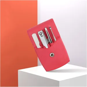 Toenail Clippers Portable Nail Clippers Mini Manicure Set Nail Clipper Set 4 in 1 Stainless Steel Professional Grooming Kit with Tweezers Ear Pick Best Gift Choice Nail Clipper Set ( Color : Rojo )