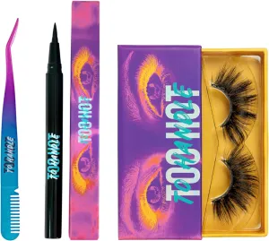 Too Hot To Handle Starter Kit - Too Dazzling | x1 pair of Long magnetic Faux Mink magnetic eyelashes   magnetic pen eyeliner   Tweezer