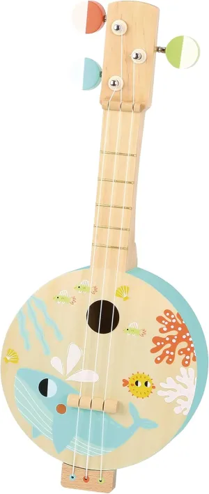 TOOKYLAND 3-String Wooden Banjo Toy - Mini Guitar Pretend Musical Instrument, Ages 3 